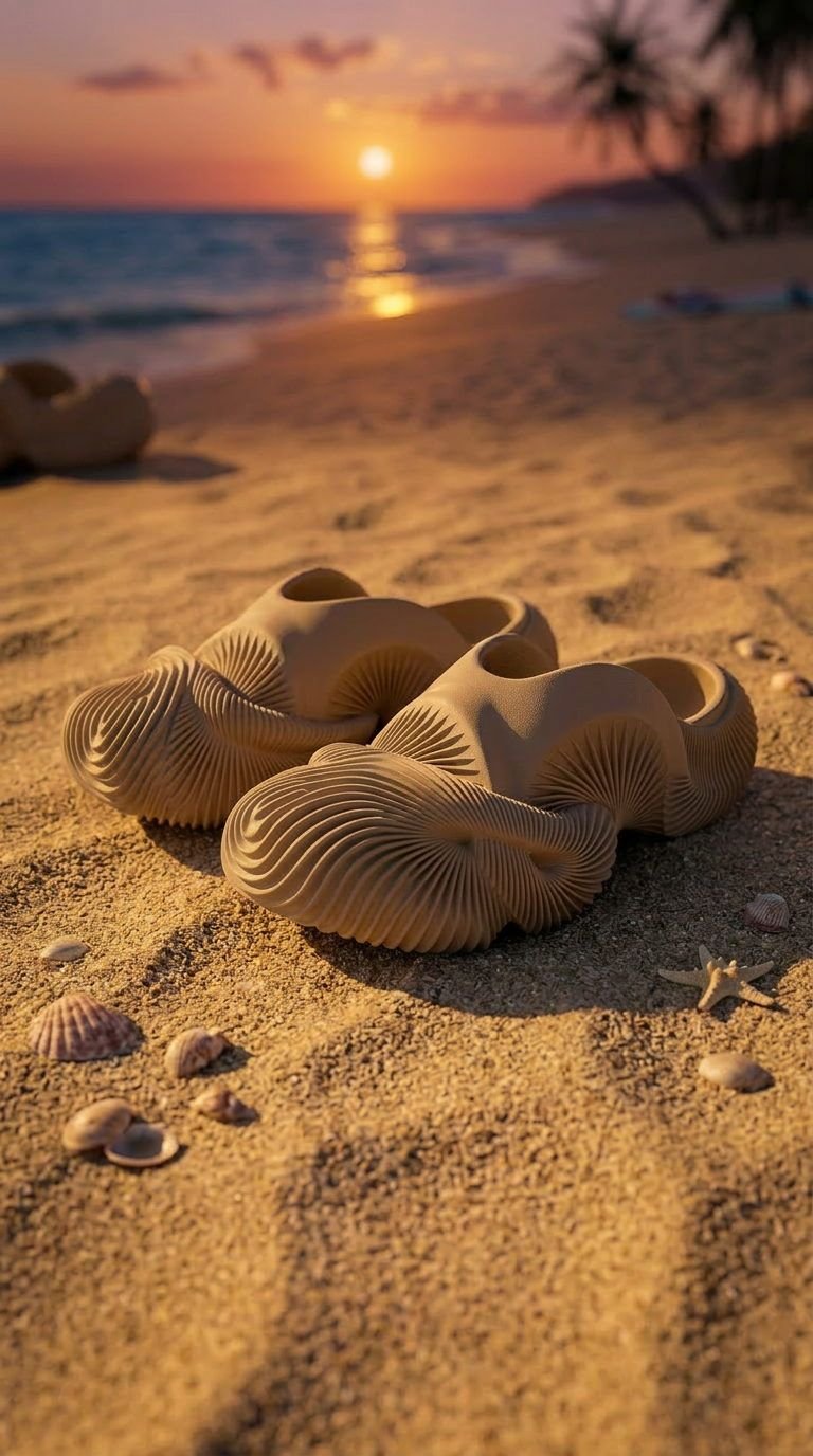 FLOW on the beach sand at sunset