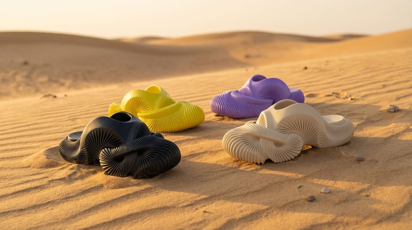 FLOW collection: three variants of the sneaker on desert sand