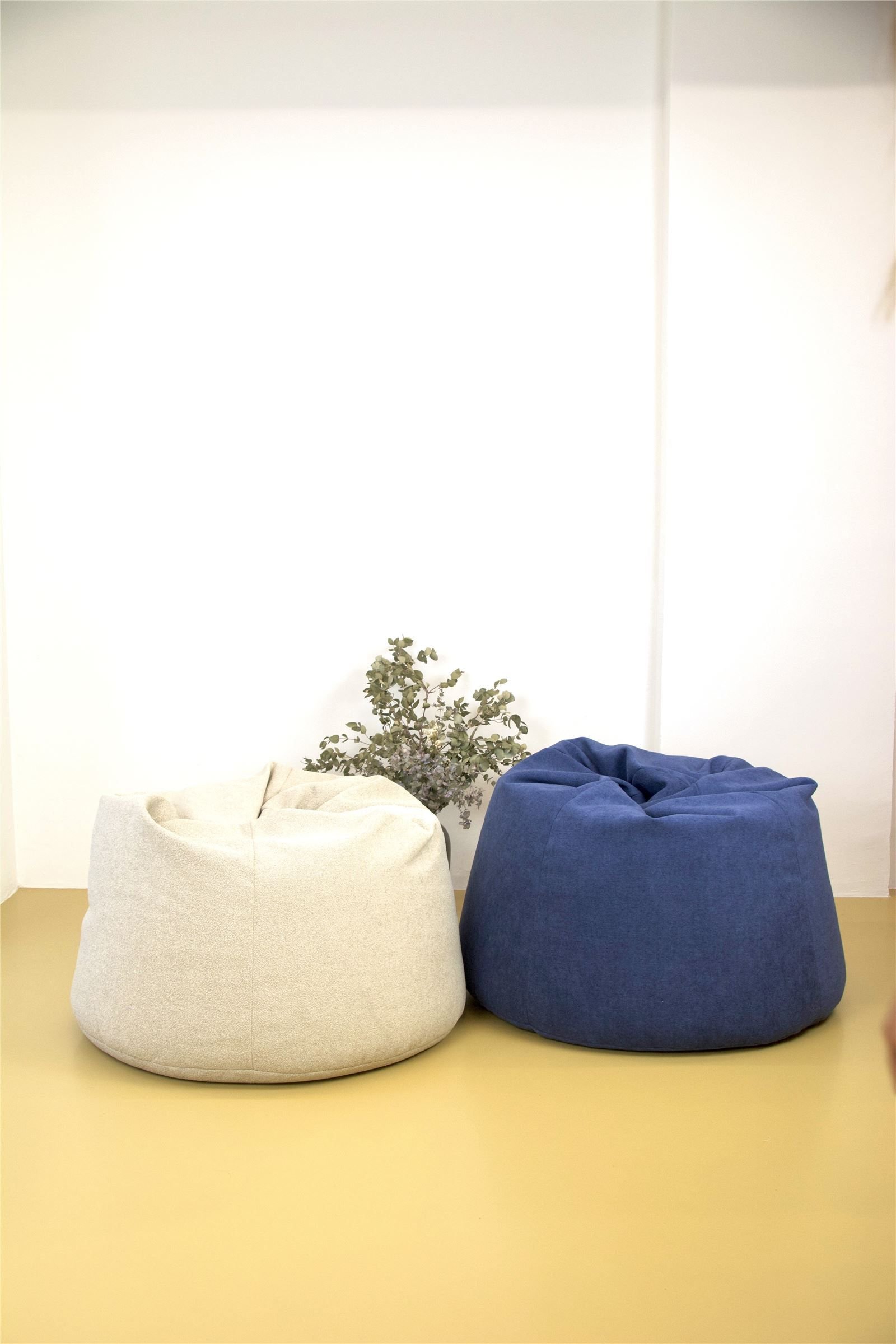 Luff beanbags in a living room with natural light
