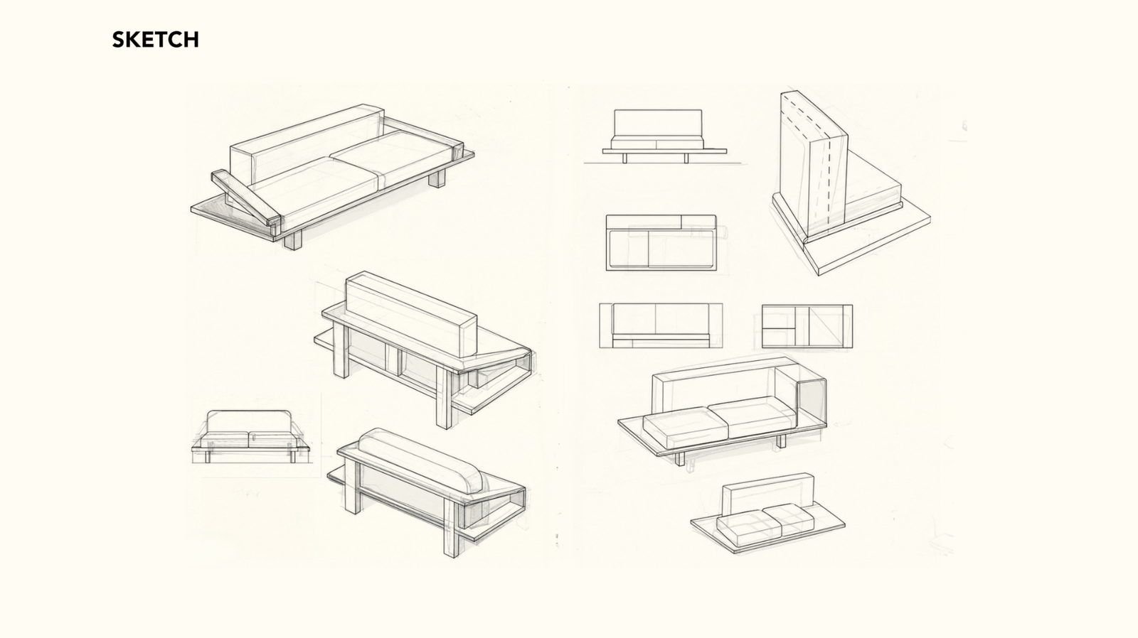MODO sketches: perspectives and elevations of the modular system