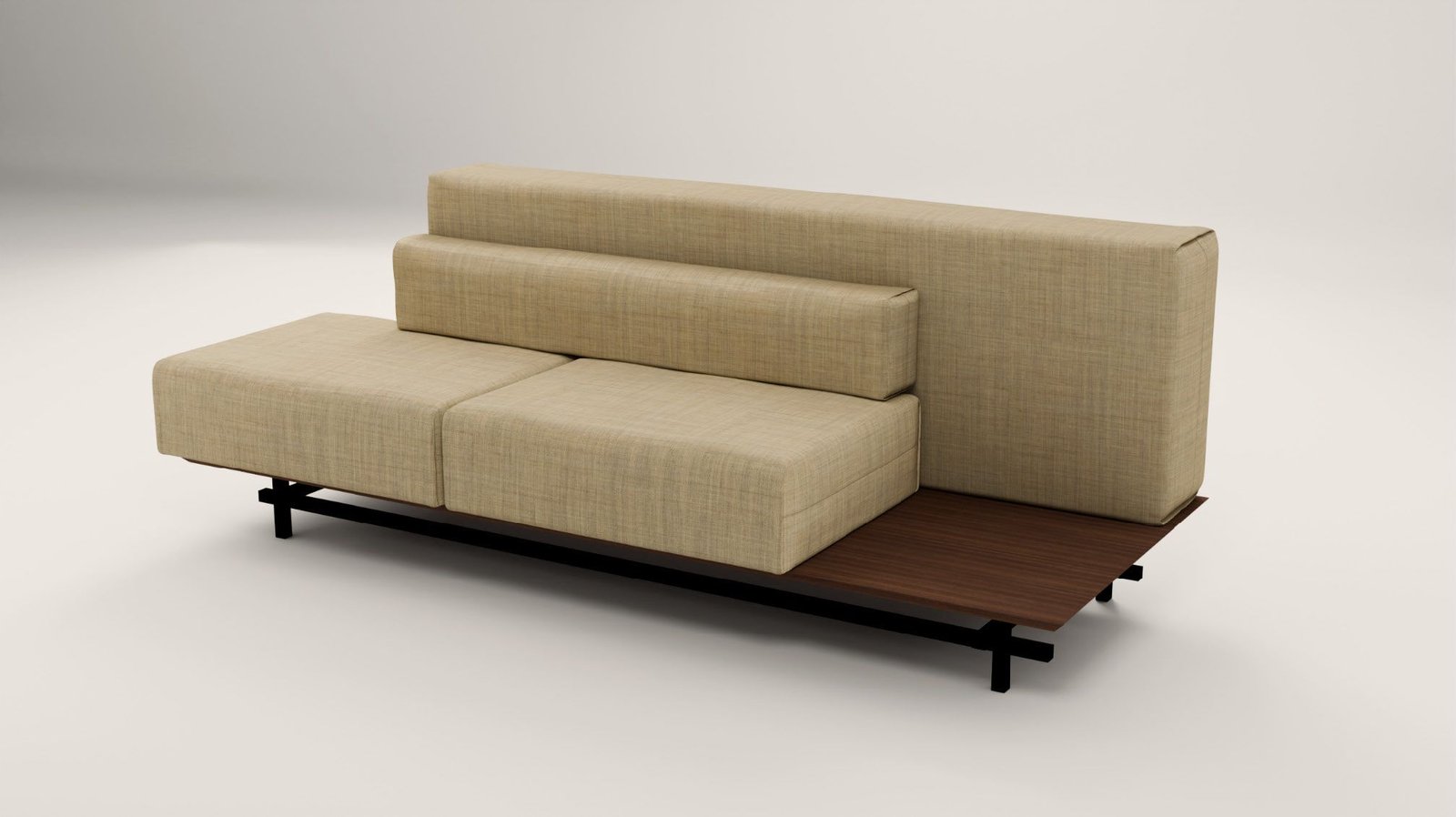 MODO: modular sofa with integrated wooden storage