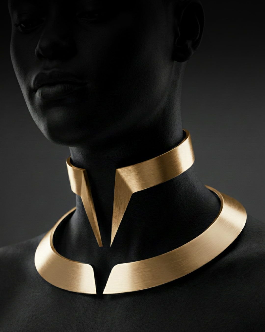 Gargantilla conceptual modelada en 3D sobre busto
