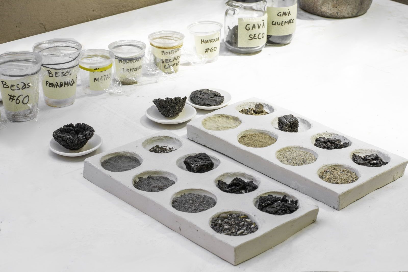 Sample trays with different sludge proportions