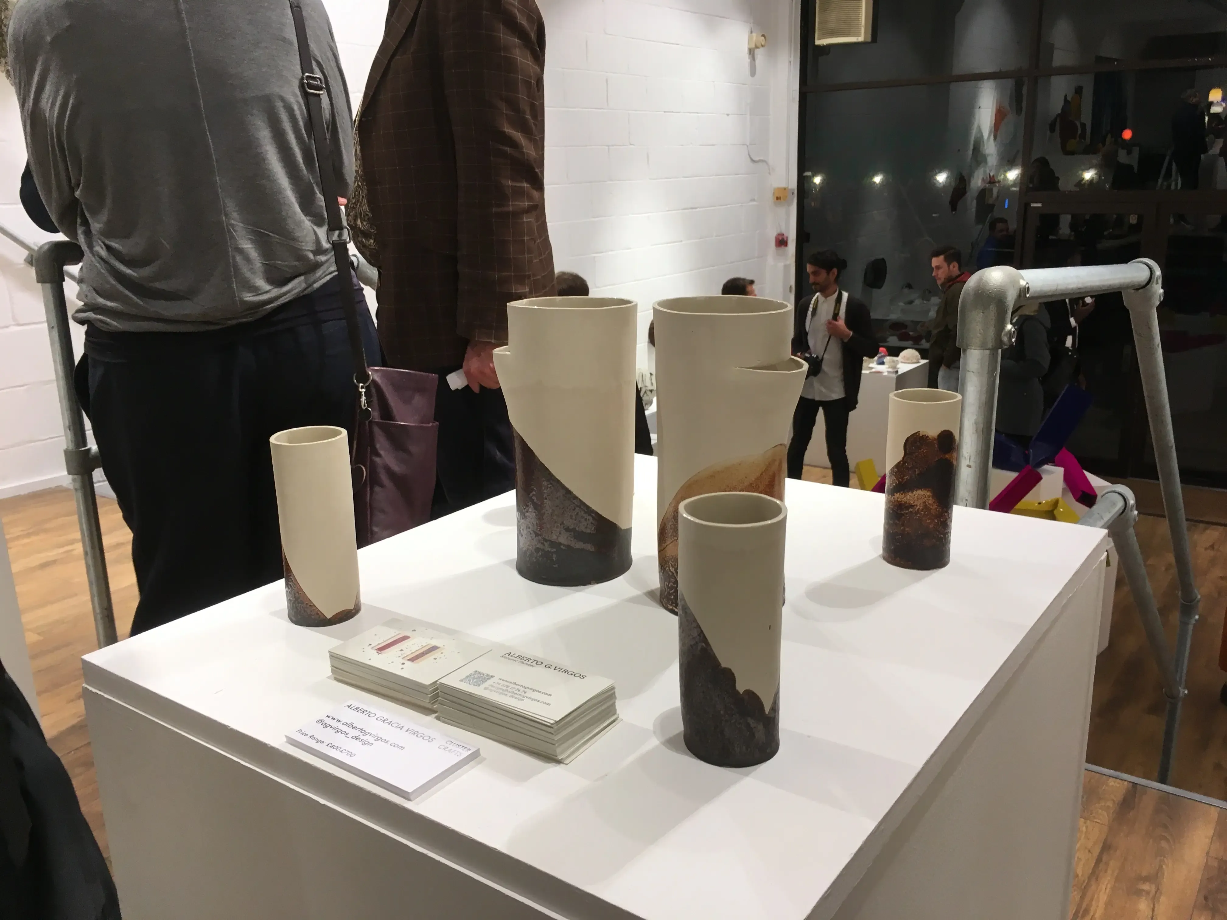 RE-DAR on display: ceramic cylinders glazed with sludge