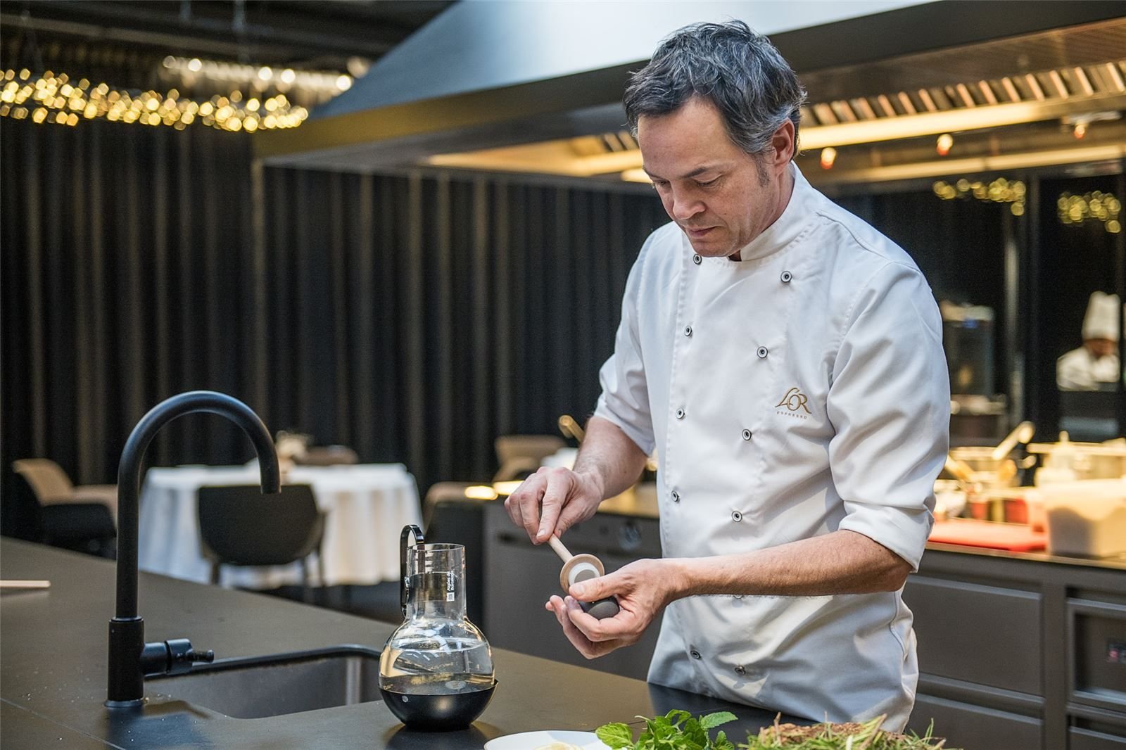 The chef uses the Ritual whisk in the restaurant kitchen