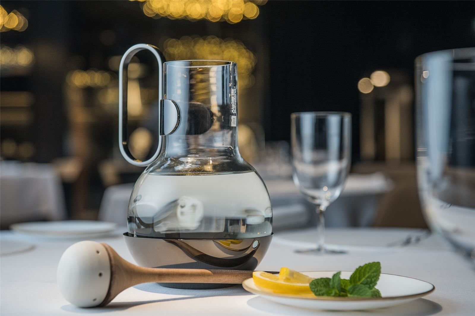 The Ritual bottle and whisk on a restaurant table